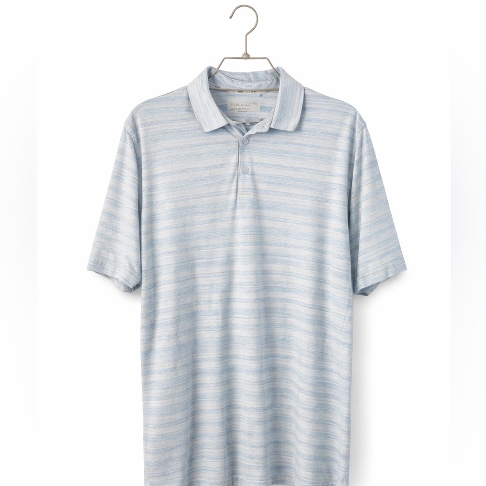 Walter Hagen Mens Golf Polo Large Blue Striped Dry Fit Performance Shirt